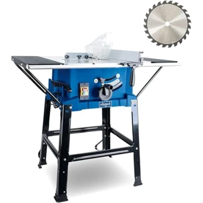 Image de Scheppach scie circulaire de table HS110 avec 2e lame 2000 W / 230 V Hauteur coupe 87 mm Ø 254 24Z Élargisseurs et support Dimensions la élargissement