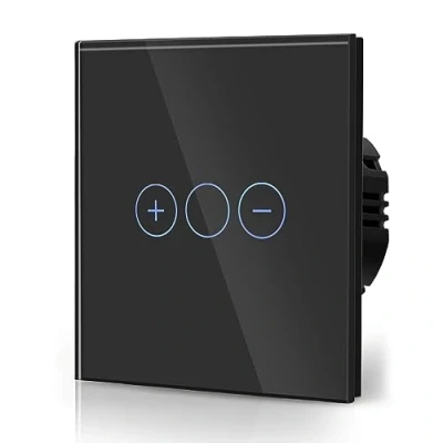 Image de BSEED Interrupteur Gradateur Tactile Mural Panneaux en Verre Trempé Fonctionne avec Des Lumières LED à Intensité Variable 700W 1 Gang Voie Noir