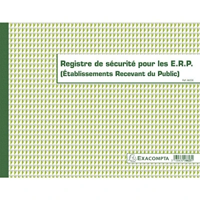 Image de Exacompta Réf. 6623E 1 registre de Sécurité pour les Etablissement Recevant du public (ERP) Conforme au Incendie Format horizontal 24 x 32 cm pages numérotées