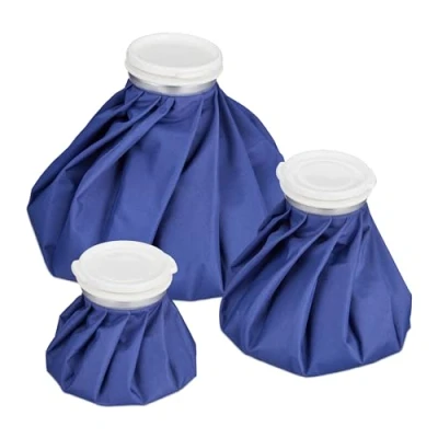 Image de Relaxdays Poche de Glace pour Effet Froid, 3 sachets, fraîcheur &amp; Chaleur, Anti Fuite, réutilisable, élastique, Bleu