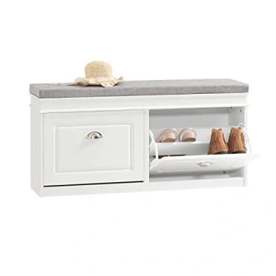 Image de SoBuy Banc de Rangement à Chaussures 2 Abattants avec Coussin, Armoire Chaussures, Meuble d&#039;Entrée, Coffre pour Entrée, Salon ou Chambre, Noir, L104xP24xH52cm, FSR64 SCH