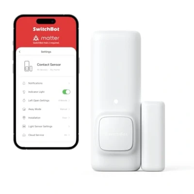 Image de SwitchBot Capteur de Contact d&#039;alarme Porte fenêtre et sans Fil Intelligent pour la sécurité Domestique, Ajoutez Hub Compatible avec Alexa