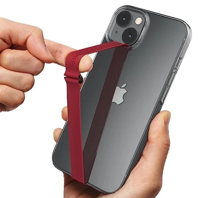 Image de Sinjimoru Reusable Stretching Phone Strap, Silicone Cell Grip Holder with Clip for iPhone Case Secure &amp; Slim Smart Hand. Sinji Loop 210, Vin Rouge