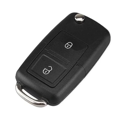 Image de OcioDual Coque Clé 2 Boutons Pliable, Compatible avec MK4 Bora Golf 4 5 6 Passat Polo Touran, Boitier de Remplacement Plip Voiture, Télécommande Lame Vierge, Housse Rigide Case