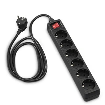 Image de Hama Multiprise 6 Prises 16A avec Interrupteur (Rallonge multiprises 1.4m, Bloc Type F Schuko, 3500W Max, Idéal Bureau PC luminaires, Atelier, Meuble TV, Garage) Noir