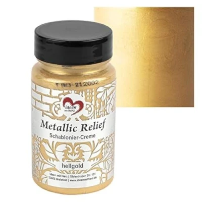 Image de Ideen mit Herz pochoir Crème métallisée à relief Pâte structure fine Peinture pour 90 ml base d&#039;eau (or clair)