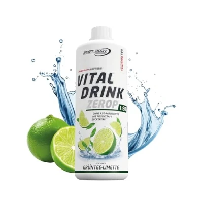 Image de Best Body Nutrition Vital Drink ZEROP® Thé vert et citron vert, Boisson concentrée sirop sans sucre, 1:80 donne 80 litres de boisson, 1000 ml