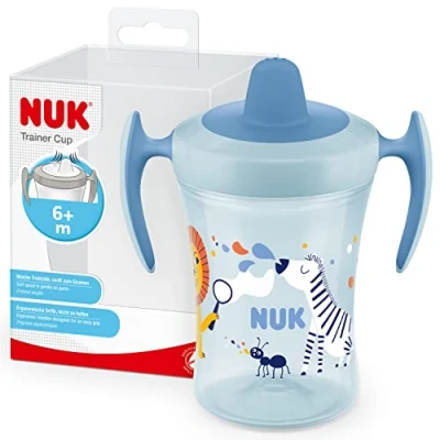 Image de NUK Trainer Cup tasse d&#039;apprentissage embout souple antifuite 6+ mois sans BPA 230ml zèbre (bleu)