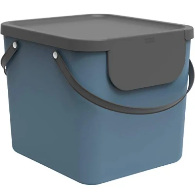Image de Rotho Albula Système de Séparation des Déchet s 40 l pour la Cuisine, Plastique (PP) sans BPA, Bleu/Anthracite, (40,0 X 35,8 34,0 cm)