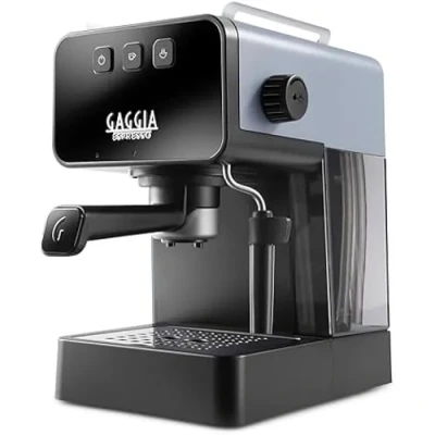 Image de Gaggia Machine à café manuelle Espresso Deluxe et cafetière cappuccino avec mousse de lait, gris tempête.