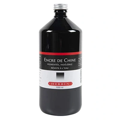 Image de Jacques Herbin 11009T Un flacon d&#039;encre de Chine noire, 1 litre