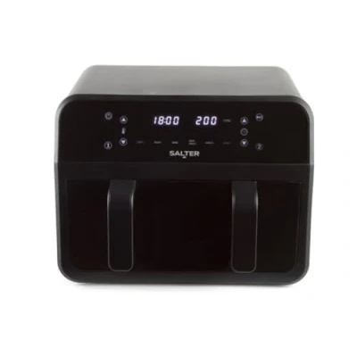 Image de Salter EK5872VDE Dual View Friteuse à air Plaque de cuisson antiadhésive 7 L avec séparateur amovible, grande capacité familiale, fenêtre visualisation, numérique LED, 6 fonctions, 2300 W