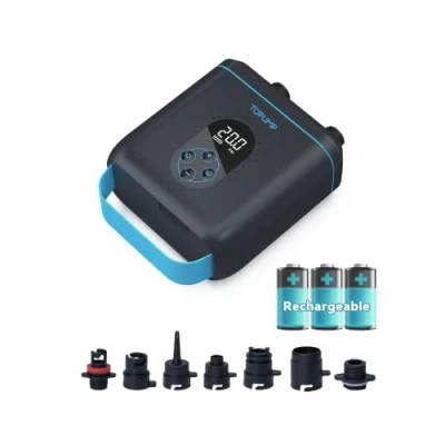 Image de TOPUMP Pompe Élec Sup TPS260 Rechargeable, 20PSI Paddle Board Auto Arrêt, Gonflage/Dégonflage 2 Étapes, Connecteur 12V DC &amp; Type C pour Kayak, Aile, Cerf Volant, Tente, Bateau, Matelas