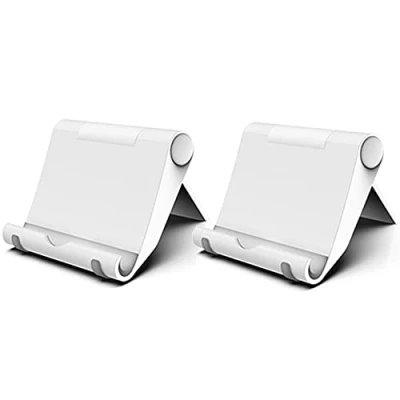 Image de FadyDail Lot de 2 Supports téléphone Portable Pliables et réglables Compatible avec iPhone 14/13/Mini/Pro/Max/12/11/SE/Xs Max, Samsung/Huawei/Tablette Autres Smartphones (Blanc)