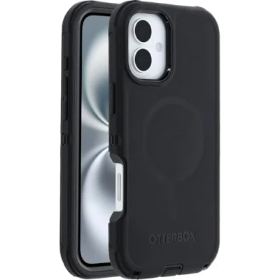 Image de Otterbox Coque Defender Series MagSafe pour iPhone 16 Plus, résistante aux Chutes, Ultra Robuste, de Protection, supporte 7X Plus Chutes Que la Norme Militaire, Noir, Livré sans Emballage
