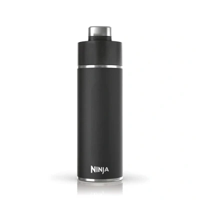 Image de Ninja Thirsti bouteille et flasque 530 ml avec couvercle étanche, conçue pour boissons gazeuses, chaudes froides. Voyage/sport. Triple isolation, en acier inoxydable, Noir, DW1801EUUKBK
