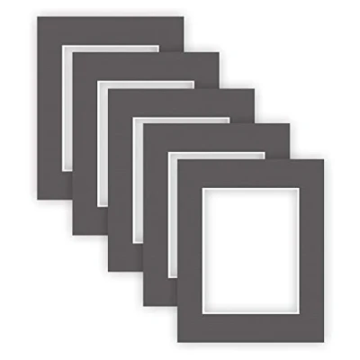 Image de nielsen Conservation Passepartout carton 2,2 mm set de 5 pièces format extérieur 24x30 cm pour d&#039;image 15x20 gris graphite (gris foncé) surface structurée