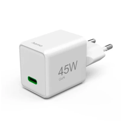 Image de Hama Chargeur Rapide, USB C, PD/QC/GaN, Super Mini Chargeur, 45 W, Blanc