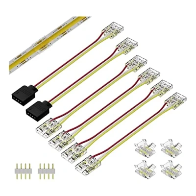 Image de Rheross Connecteurs 10 mm pour CCT Tunable COB Light Strip 3 broches sans soudure Terminal Extension Kit de connexion