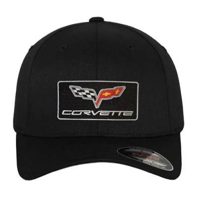 Image de Chevrolet Officiellement sous Licence Corvette C6 Patch Casquette de Baseball Flexfit (Noir), Small/Medium