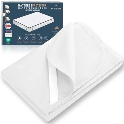 Image de Barbons Protege Matelas 70 x 140 cm Imperméable Certifié Oeko Tex Alese pour Adulte et Bebe (Lot de 2) 70x140 en Coton Respirant avec 4 Coins Elastiques (70x140 cm) Blanc