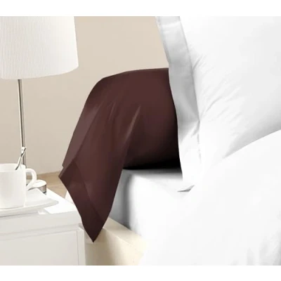 Image de Lot de 2 Taies Traversin 100% Coton Chocolat 85x185 cm