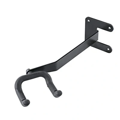 Image de K&amp;M 16235 A+E Support mural pour guitare Noir barre transversale avec angle de 30 degrés en acier fourche caoutchoutée
