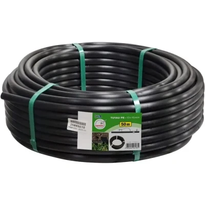 Image de Jardibric Tuyau goutte à Non incorporé percé Couronne PE noir Ø 13 x 16 mm 50 m Système d&#039;Arrosage Précis et Économique