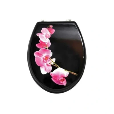Image de MSV Abattant WC MDF LANYU Noir Charnières INOX