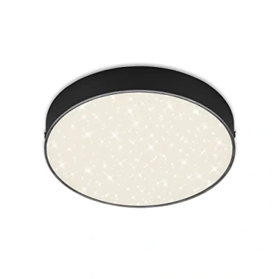 Image de Briloner plafonnier LED avec décor étoilé, sans cadre, luminaire apparent, température de couleur blanc neutre, Ø212 mm, noir