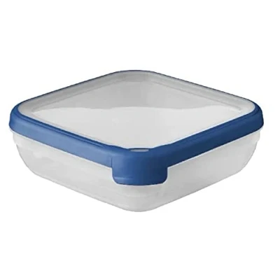 Image de CURVER Boîte alimentaire carrée multi usage 1,6L en polypropylène 100% recyclé, 20x20x6,5 cm, adapté au Micro Ondes, Lave Vaisselle, Congélateur bleu, pour la cuisine