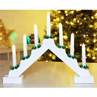 Image de Christmas Concepts® Pont en Bois Blanc de Noël avec lumières LED Chaudes Batterie