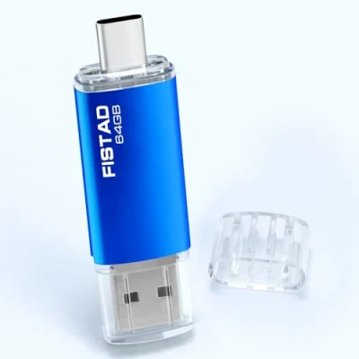 Image de CLé USB 64Go, 2 en 1 OTG Flash Drive 2.0 Type C Pen 64Go Memory Stick pour Smartphone, PC, Ordinateur Portable Stockage de Données (Bleu)
