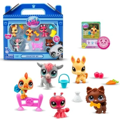Image de Littlest Pet Shop, Collectionneurs Pack Farm Besties Pack, Mobile Heads, Gen 7 (Mascots #56 à #60), pour Enfants partir de 4 Ans et Plus, BF00510 Multicolore