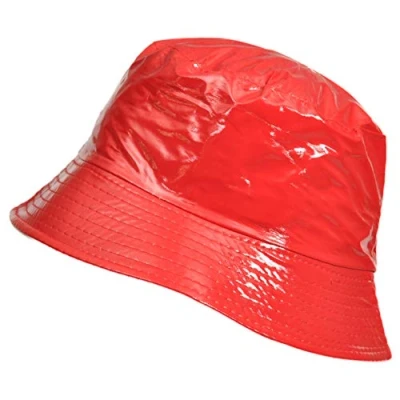 Image de TOUTACOO, Chapeau de Pluie, Bob Pluie Vinyle Imperméable Uni Aspect ciré (11 Rouge)