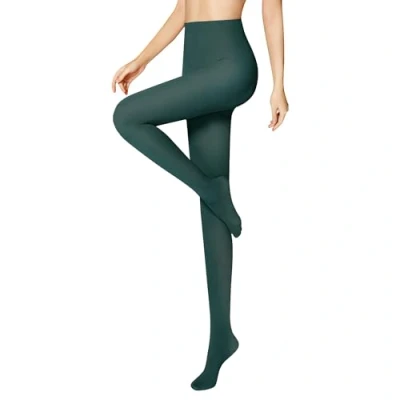 Image de Libella collant femme 50 DEN semi opaque indéchirable ceinture confort sans pression fin matière douce 27227 vert foncé S
