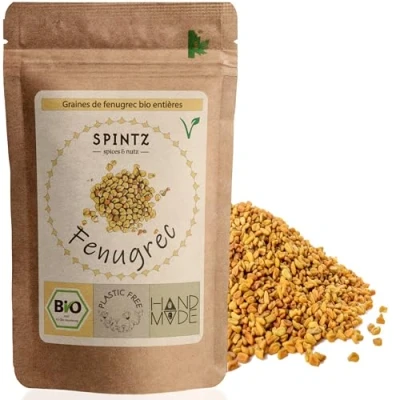 Image de SPINTZ 500g graines de fenugrec bio entières emballage sans plastique, épice naturelle, fenugrec, vegan, 100 % naturel et additifs