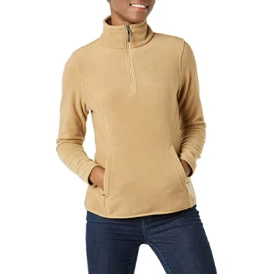 Image de Amazon Essentials Polaire Zippée Trois Quart À Manches Longues Coupe Classique (Disponible en Grande Taille) Femme, Fauve, 3XL taille