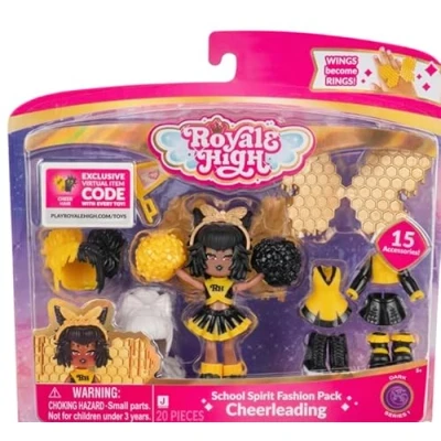 Image de Royale High Pack mode School Spirit de 7,6 cm : Cheerleading Figurine Dark Series 1 avec 15 accessoires Les ailes deviennent des bagues Code article virtuel inclus À partir 5 ans