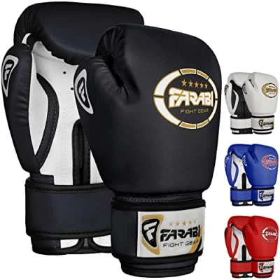 Image de Farabi Sports 4 oz, 6 8 oz Gant de Boxe Enfant Junior Gants Enfants pour (Black, oz)