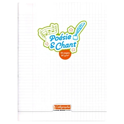 Image de Calligraphe 18240C Un Cahier de Poésie et Chants Incolore (une Marque Clairefontaine) 24x32 cm 96 Pages Grands Carreaux Unies Papier Blanc 90 g Couverture Polypro Transparent