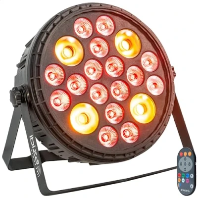 Image de Ibiza BIGPAR 16RGBW4A Projecteur PAR XXL 16 LEDs RGBW Multicolores + 4 LED ambre 12 canaux DMX Effet strobo et dimmer Télécommande Soirée, fête, scène, spectacle, événement