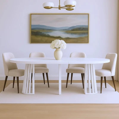 Image de Menzzo Table Ovale Extensible Eliza Blanc
