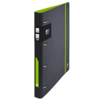 Image de OXFORD Lot de 14 Classeur à Anneaux European Binder For Students A4 Dos 30mm 4 en D Couverture Polypro Expansé Bicolore Noir/Vert