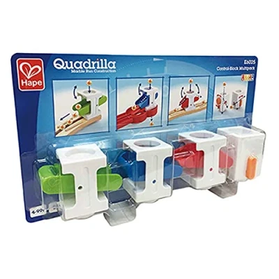 Image de Hape Circuit de Billes en Bois Quadrilla, Extension Set Blocs Contrôle pour Parcours Distributeur, 3 à Bascules Jeux Construction Enfant dès 4 Ans, Fille, Garçon