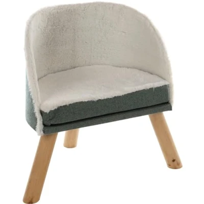 Image de Flamingo Meuble pour Chat Scandi Vert Menthe &amp; Blanc Naturel 53x34,5x51cm Coussin Amovible Lavable à la Main Possède des Pieds