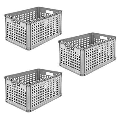 Image de keeeper Caisse de Transport, 3 x 64 l, Empilable, Polypropylène, Robert, Nordic Grey (gris)
