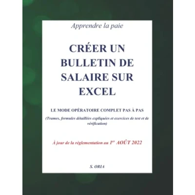 Image de CRÉER UN BULLETIN de SALAIRE SUR EXCEL Édition à jour la réglementation au 1er AOÛT 2022: Apprendre paie