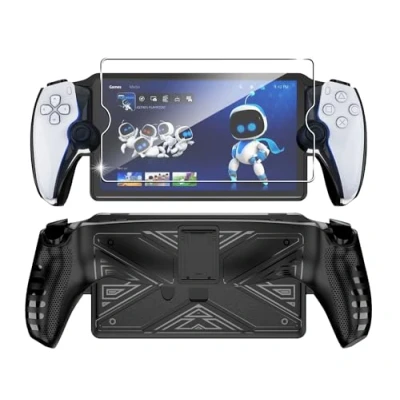 Image de FDHYFGDY Coque pour Sony Playstation Portal/PS Portal / PS5 Coque, en TPU avec Support, de Protection Absorbant Les Chocs et Anti Rayures (Noir)