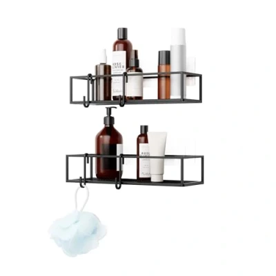 Image de Umbra Cubiko Lot de 2 étagères Douche, Noir, Métal, Ensemble